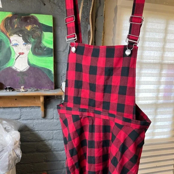 Hot Topic Dresses Hot Topic Overall Dress Red And Black Plaid